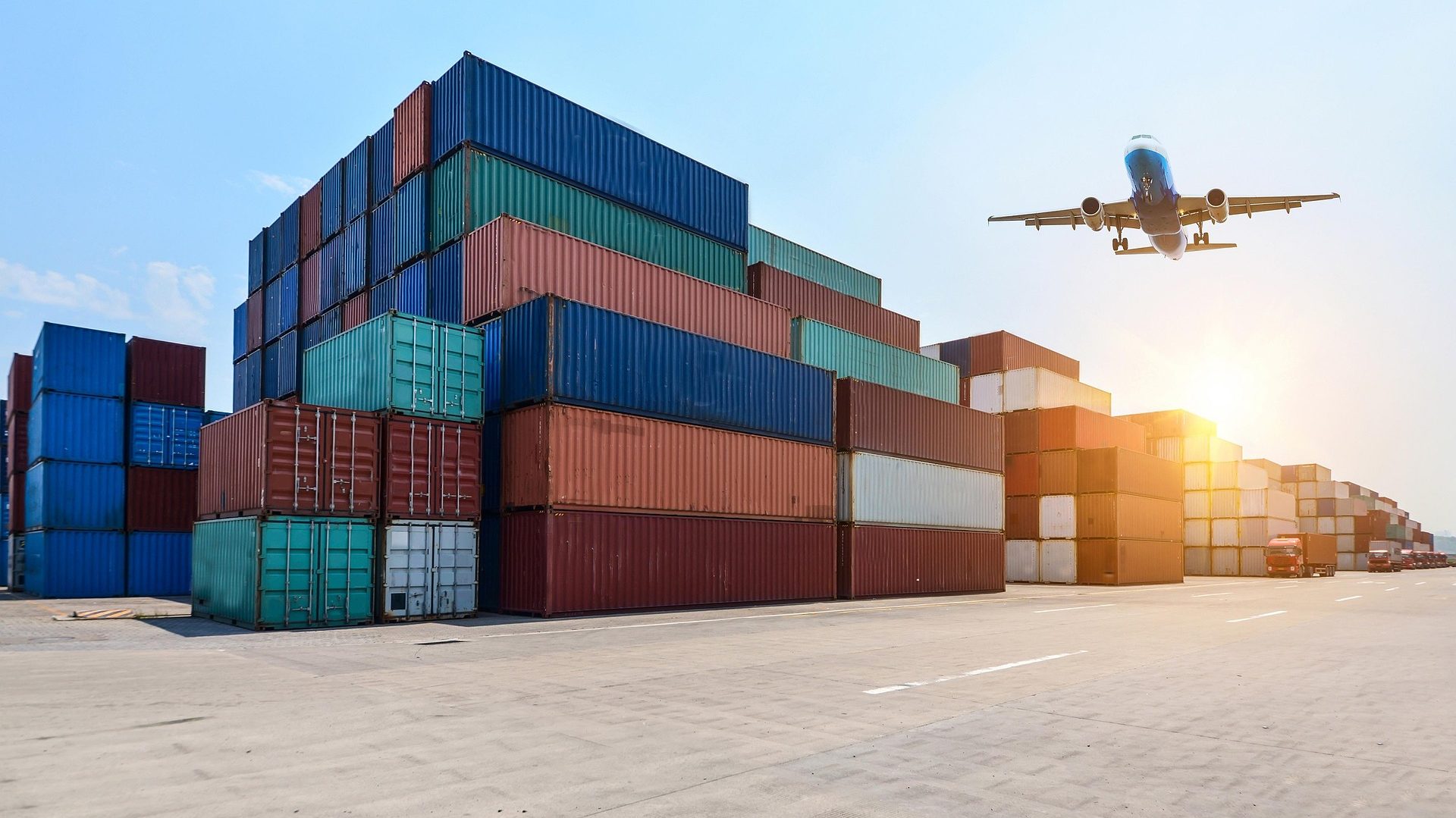 Cargo containers at a port