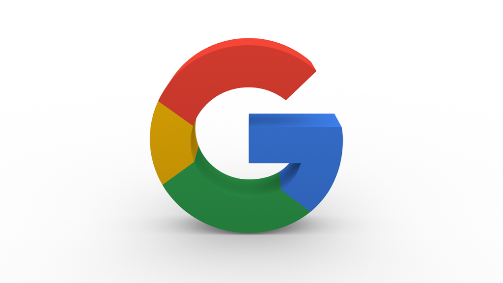"3D Google logo featuring a stylized capital letter G with segments in red, yellow, green, and blue colors on a white background."