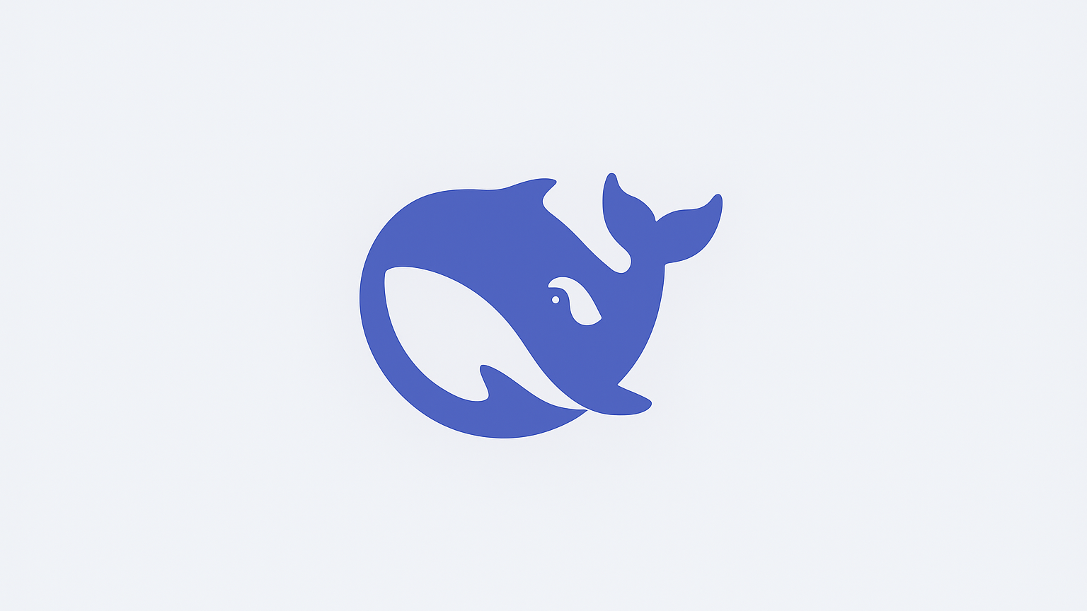 A stylized blue whale logo, representing the DeepSeek app, centered on a light gray background — symbolizing its presence being scrutinized or restricted, reflecting the app store ban in Germany over data concerns.