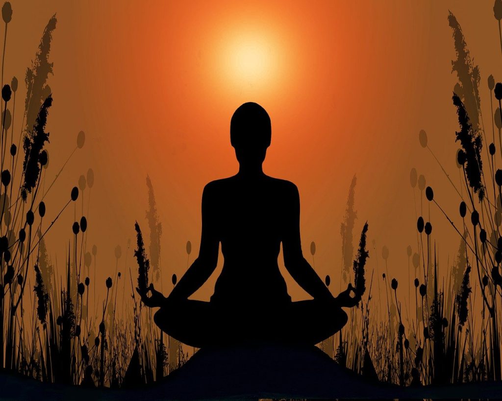 A woman doing meditation.