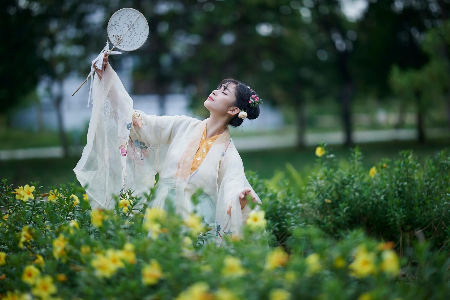A woman in garden